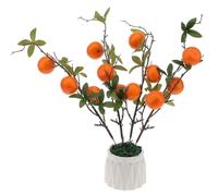 Gresorth Artificial Mini Orange Branch Fake Realistic Decoration Lifelike Faux Vivid Fruit Stem Model Home Cabinet Wreath Display 4pcs