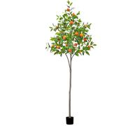 Gresorth Artificial Orange Tree 6FT Tall Faux Plant Fake Potted with Realistic Plastic Trunk & Lifelike Fruits for Home Office Decoration Indoor