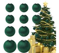 Gresorth St. Partrick Day Hanging Bauble Decoration Dark Green Velvet Fabric Wrapped Ball Handmade Ornament Supermarket Store Pub 10pcs