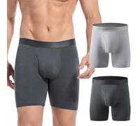 GRESTU Men's Incontinence Underwear, Leak Proof Washable Reusable Cotton Boxer Brief, Heavy Flow Bladder Leak 2 Pack Dark Grey, Light Grey L