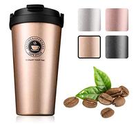 Gresunny 500ML Insulated Coffee Cups Double Walled Travel Mug Vacuum Insulation Stainless Steel Car Coffee Mug with Leakproof Lid Reusable Thermal Cup for Hot Cold Drinks Coffee Tea Beer
