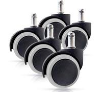 Gresunny 5pcs Office Chair Casters Wheels Replacement Castors Wheels Universal Swivel Chair Wheels Heavy Duty Rubber Office Chair Castors for Carpet Hardwood Floors Laminate Tile 11X22mm