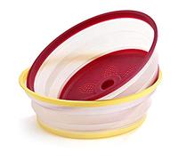 Gresunny Collapsible Microwave Cover Foldable Microwave Plate Cover Plastic Food Splatter Guard Lid Anti-Sputtering Microwave Food Cover with Steam Vents for Fruits Vegetables Yellow & Red