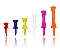 Gretana Golf Tees Plastic?Pack of 100 Pieces, 6 Different Sizes, (31mm, 37mm, 43mm, 51mm, 57mm, 70mm)?6, Yellow, Pink, White, Blue, Brown