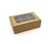 GRETEL BAKING 20pcs Kraft Treat Boxes with Window and Dividers | 6 X-SMALL compartments | 5 x 3.5 x 1.57 in | Empty candy boxes for gift giving, truffle box - perfect for Valentine's Day