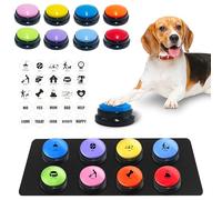 GRETMIX 8 Color Voice Recording Button - Dog Buttons for Communication Pet Training Buzzer, 30 Second Record & Playback, Dog Talking Button Set with 25 Scene Stickers and Waterproof Mat for Cat & Dog