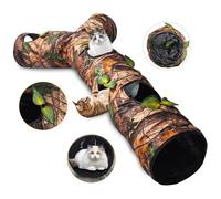 GRETMIX Cat Tunnels for Indoor Cats Large, 3 Way Cat Tunnel with 5 Holes and Leaves, Cat Tunnel Toy with Loud Paper - Pop Up Collapsible - Connect More Tunnels for Large Cat, Puppy, Kitten