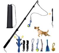 GRETMIX Flirt Pole for Dogs, 49" Dog Extendable Teaser Wand, Dog Flirt Pole with Cotton Rope Tether Lure Toys for Fun Obedience Training & Exercise, Interactive Dog Toys for Large/Medium/Small Dogs