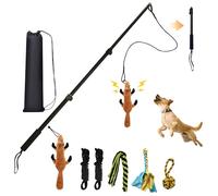 GRETMIX Flirt Pole for Dogs, Interactive Dog Toys Extendable Teaser Wand with Lure Chewing Toy, Chase and Tug of War for Small Medium Large Dogs Training Playing Exercise