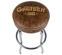 Gretsch "1883" Barstool, Perfect for Guitar Players and Fans, Matte Yellow Gretsch Logo Barstool, Foam Padded, 30", Brown