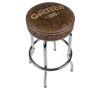 Gretsch "1883" Barstool, Perfect for Guitar Players and Fans, Matte Yellow Gretsch Logo Barstool, Foam Padded, 30", Brown