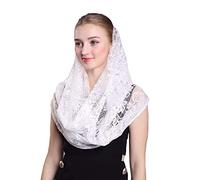 Grettytling Soft and Comfortable Mantilla Veils Spanish Style Lace Infinity Veil Mantilla Latin (White)