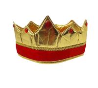 GREUS Halloween Gold King Crown Costume Hat with Velvet Trim Gems Royal Prince Crown Theatre Masquerade King Cosplay Cap for Men