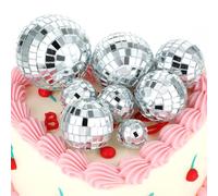 Grevosea 12 Pcs Disco Ball Cake Toppers - 5 Sizes, Table Centerpiece Decor for 70s Disco Themed Dance Party Supplies
