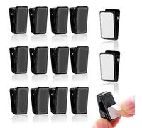 Grevosea 15 Piece Self Adhesive Tapestry Wall Clips for Hanging Rectangle Sticky Spring Photo Picture Hanger for Home Office Poster Photo Paper Flag Hanger (Black)