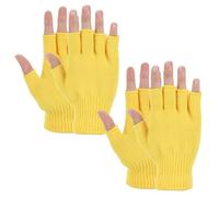Grevosea 2 Pair Fingerless Gloves, Winter Half Finger Gloves Thickened Cashmere Warm Glove Knit Touchscreen Warm Stretchy Mittens Fingerless Glove for Men and Women (Yellow)