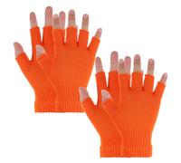 Grevosea 2 Pair Fingerless Gloves, Winter Half Finger Gloves Thickened Cashmere Warm Glove Knit Touchscreen Warm Stretchy Mittens Fingerless Glove for Men and Women (Orange)