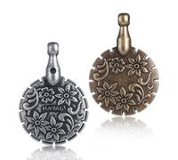 Grevosea 2 Pairs Yarn Cutter Pendants Round Shape Thread Cutter Pendant Metal Yarn Cutter Pendant for DIY Sewing Tools, 2 Colors Antique Gold, Antique Silver