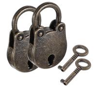 Grevosea 2 Pcs Mini Antique Padlock, Bear Head Shaped Padlock with Key Vintage Bronze Metal Lock for Jewelry Box Diary Book Handbag Storage Box Suitcase Decorative Lock