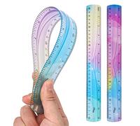 Grevosea 2-Piece 30cm/12inch Flexible Shatterproof Plastic Ruler - Colorful, Bendable, Straight Edge - Ideal for Kids & Adults, School, Home, Office