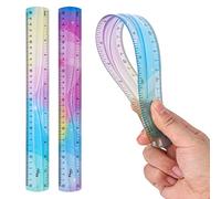 Grevosea 2-Piece Flexible Ruler, 30cm/12inch Plastic Shatterproof Straight Edge Soft Bendable Ruler for School, Classroom, Office, Kids & Adults