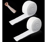 Grevosea 2 Roll 2m Tubular Bandage Elastic Net Wound Dressing Compression Bandage Wrap Tubular Gauze Stockinette Tubing for Legs Arm Without The Use of Adhesive Tape (Size 3: 2.5cm)