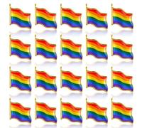 Grevosea 20 Pieces Gay Pride Pin Rainbow Flag Pins Festival Badge LGBT Accessories Enamel with Gold Edge Decoration Equality Gay Lesbian Progress Flag Lapel Pin for Men Women Clothes and Bags