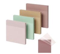 Grevosea 200Pcs Transparent Sticky Notes, 3"x3" Clear Sticky Notes, Pastel Clear Self-Adhesive Waterproof PET Material Translucent Note Pads for Bible Tabs Book Tabs School Supplies Office