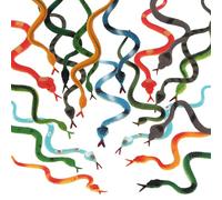 Grevosea 24 Pieces Fake Snakes, Plastic Snakes 4 Inch Rain Forest Snakes Realistic Rubber Snake Assorted Colorful Rubber Snakes for Garden Prank Prop Scare Birds Halloween Party Favors