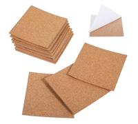 Grevosea 24Pcs Cork Coasters, 4 x 4 Inch Square Cork Sheets 2mm Thick Self-Adhesive Cork Sheets for Wall Decor and DIY Adhesive Soft Cork Tiles for Office School and Home