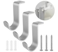 Grevosea 3 Pack Curtain Rod Bracket, Ceiling Curtain Rod Bracket Single Curtain Rod Holders for 1-1/4 Inch Rod Drapery Rod Heavy Duty Curtain Rod Brackets for Living Room Bedroom (Silver)