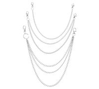 Grevosea 3 Pieces Jeans Chains Heavy Duty Metal Pants Chain Multi-Layer Hip Hop Punk Pocket Wallet Chain for Women Men Pants Belt Trouser Accessory Jewelry Gift (Silver)