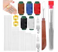 Grevosea 41Pcs Sewing Tool Set, Big Eye Steel Sewing Needle Kit, Portable Sew Tool Set-Steel Needles Thread Ripper Thimble Threaders Threads and Storage Bag for Beginners & Daily Use