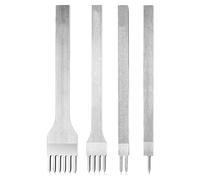 Grevosea 4pcs 3mm Leather Hole Punch Tool, 4 Sizes (1/2/4/6 Prong) Silver Steel, Industrial Style with Leather Handle