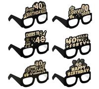 Grevosea 6-Piece Birthday Party Paper Eyeglasses - 40th Birthday Sunglasses, Photo Booth Props & Party Favors for Women