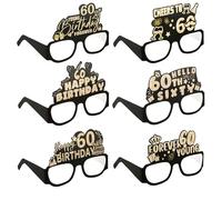 Grevosea 6 Pieces Birthday Party Paper Eyeglasses Decoration, 60st Birthday Sunglasses Happy Birthday Photo Booth Props Supplies for Her Birthday Party Girls Women Party Favors Decors Gift (60th)