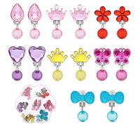Grevosea 7 Pairs Clip On Earrings for Girls, Girls Jewelry Dress Up and Princess Play Earrings Set for Kids, No Pierced Design Jewelry Accessories for Party Favors, Birthdays, Day Gift Boxed