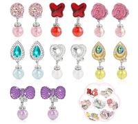 Grevosea 7 Pairs Clip on Earrings for Girls, Girls Jewelry Dress Up Earrings and Princess Play Earring Set No Pierced Jewelry Accessories for Party Favors Birthdays Day Gift Boxed