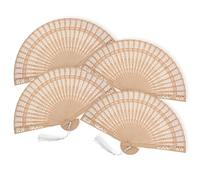 Grevosea Bamboo Folding Fan Set, 4 Pcs Handheld Fans with Sandalwood and Silk, Vintage Wooden Fan for Weddings Parties and DIY Decorations, Chinese and Japanese Style Fans for Cooling and Decor