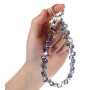 Grevosea Beaded Phone Wrist Strap, Sparkling Crystal Phone Bracelet Strap with Tether Tab Phones Charms Lanyard Hands-Free Chain Wristlet for Women (Purple)