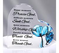 Grevosea Christian Gifts for Women Prayers Religious Gifts Spiritual Gifts Acrylic Heart Ornament Table Centerpieces Inspirational Gifts for Home Room Office Table Decor