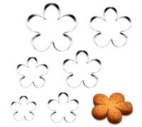 Grevosea Daisy Cookie Cutter, 6 Pcs Flower Cookie Cutters Stainless Steel Five-Petal Flower Fondant Biscuit Pastry Cutter for Valentine's Day Christmas Holiday Baking (6 Size)