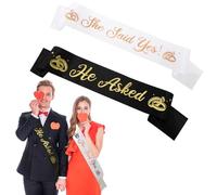 Grevosea He Asked & She Said Yes Sash Kit, Just Engaged Sash Engagement Party Decorations Bride and Groom Sash Proposal Decorations for Wedding Engagement Bachelorette Bridal Shower Party Favors