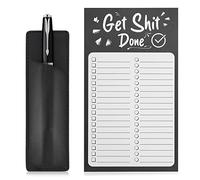 Grevosea Magnet Notepads for Refrigerator, Grocery List Magnet Pad for Fridge To Do List Notepad with Magnetic Pen Holder Grocery List Memo Notepad Shopping List Pad (Get Shit Done)