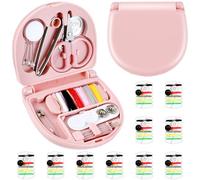 Grevosea Mini Travel Sewing Kit, Heart Shaped Portable Travel Sewing Kit, Small Emergency Pocket Sew with Scissors Needles Emergency Repair for Women Mom Traveler Adults Beginner
