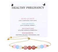 Grevosea Mum to Be Gifts, Adjustable Rainbow Moonstone Bracelet with Greeting Card Pregnancy Gifts for Mum Expecting Mummy to Be Mothers Day Jewelry
