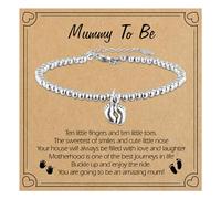 Grevosea Mum to Be Gifts: Little Foot Charm Bracelet with Greeting Card and Gift Bag