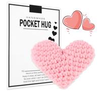 Grevosea Pocket Hug Heart, Handmade Cute Crocheted Pocket Hug Good Luck Gifts Positive Heart Pocket Hug Gift for Thinking of You Greeting Keepsake Ornament Gifts for Birthday Wedding Valentines (Pink)