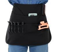 Grevosea Server Apron with 5 Pockets, Barber Apron for Men and Women Waterproof Hair Stylist Aprons with Adjustable Belt Salon Work Aprons for Cosmetology Bartenders and Baristas (Black)