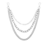 Grevosea Silver Pants Chains, Heavy Duty Hip Hop Punk Jeans Chain 3-Layer Metal Wallet Chains for Men Women Clothing Goth Accessories Belt Chain